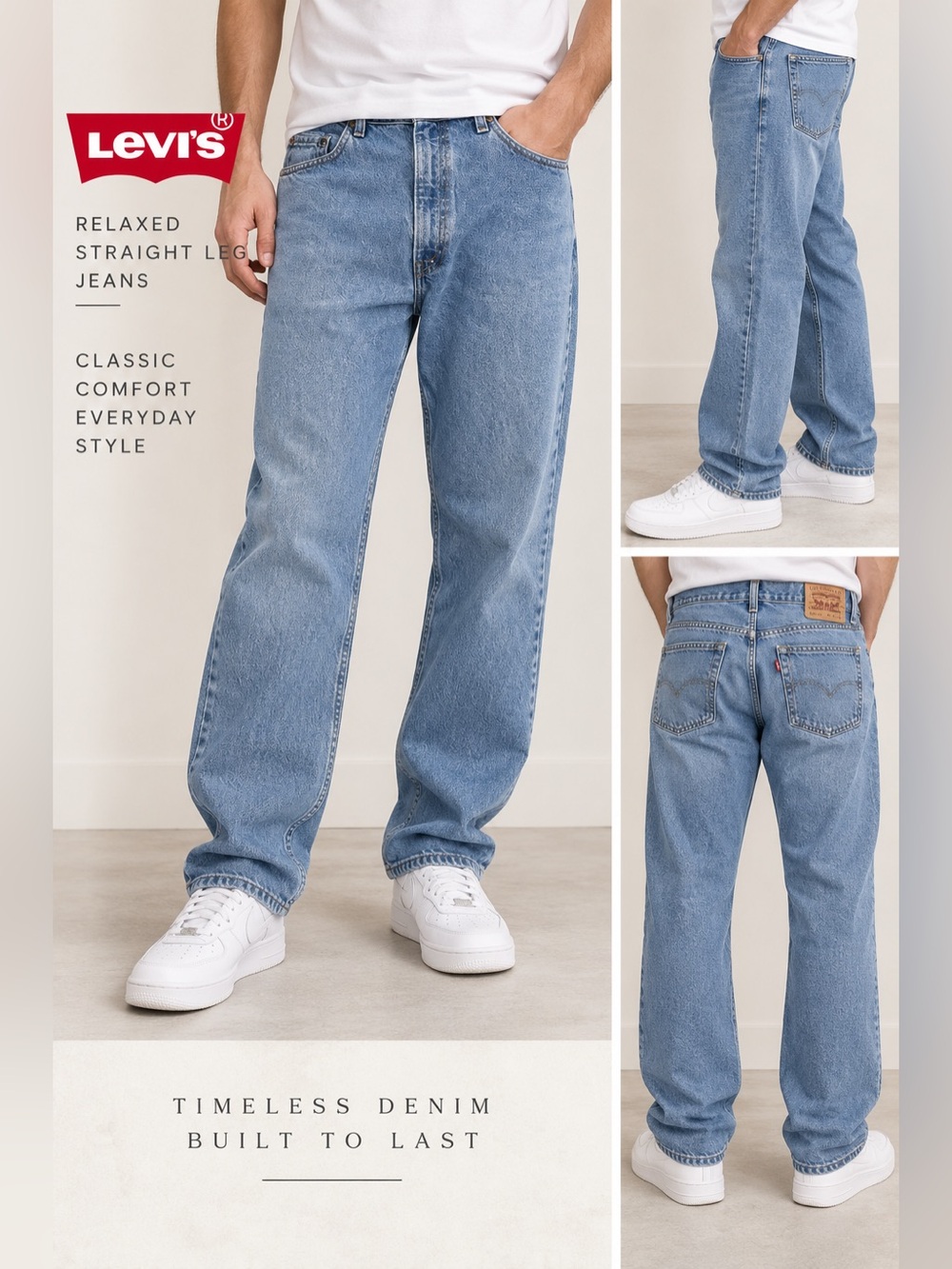 Vintage Levi’s Relaxed Straight Leg Jeans Men’s 40x30 Light Wash Made Mexico